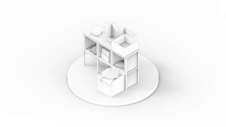 3D rendering of a small cabinet closet storage unit on a podium isolated on white background.の写真素材