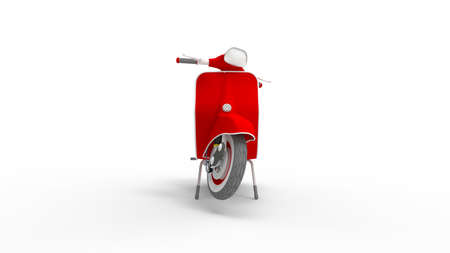 3D rendering of a vintage retro red scooter. Road transportation vehicle isolated in studio background.の写真素材