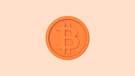 3D rendering of a Bitcoin cryptocurrency symbol coin. Digital currency. Isolated.の写真素材