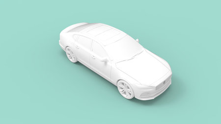 3D rendering of a passenger car sedan. Consumer transportation vehicle isolated, computer generated...