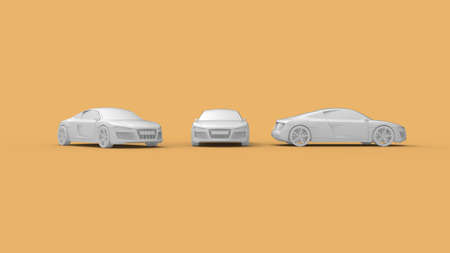 3D rendering of a luxury sedan sports race car blank template model isolated.の写真素材