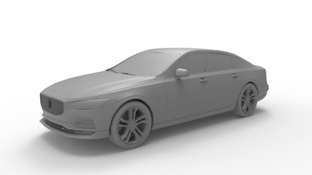 3D rendering of a passenger car sedan. Consumer transportation vehicle isolated, computer generated concept model.の写真素材