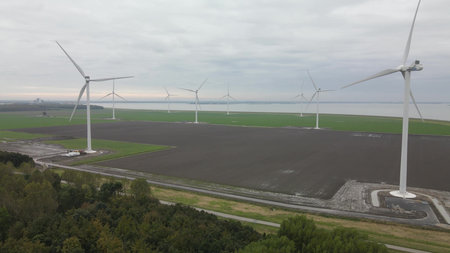 Almere, 23st of October 2021, The Netherlands. Windturbines in Almere, sustainable energy recovery...