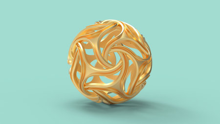3D rendering of typical complex rapid prototyping computer generated model. Round shaped sphere ball...
