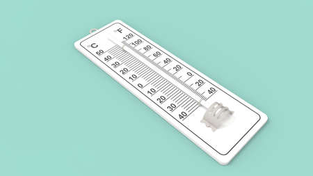 3D rendering of a liquid based weather thermometer a measuring instrument used to measure and indicate temperatures. 3d renderd computer model isolated in empty space background.の写真素材