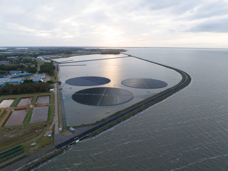 Floating rotating turnable solar panels. Large scale Sustainable energy generation solar system....