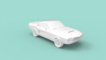 3D rendering of an american muslce car isolated on empty space studio background.の写真素材