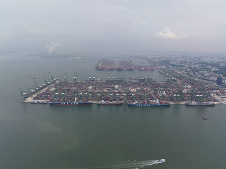 Singapore, Central region - Singapore, July 6th, 2024: Pasir Panjang terminal container terminal....