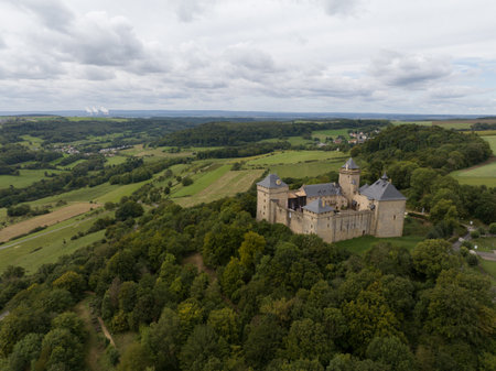 Malbrouck castle. Restored medieval castle on a prominent hill, with art collections and local history.の写真素材