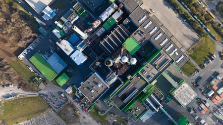 Waste incineration facility, industrial plant to turn waste into energy. Aerial view.の写真素材