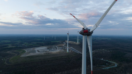 wind turbine in Germany, renewabale energy, aerial view.の写真素材