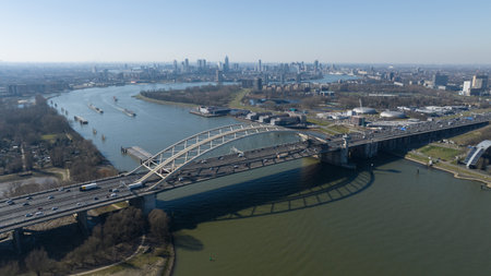 Brienenoordbrug, birdge for highway traffic, aerial photo.の写真素材