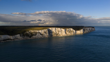 Limestone cliffs coastline of England.の写真素材