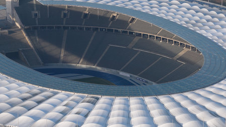 Berlin, city state of Berlin, Germany, December, 14, 2025: Aerial View of Olympiastadion Berlin Historic Olympic Stadiumのeditorial素材