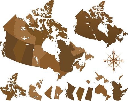 geographic canada map in brown colorのイラスト素材