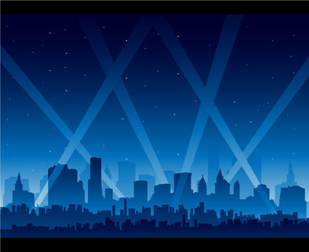 Party city at night movie premiereのイラスト素材