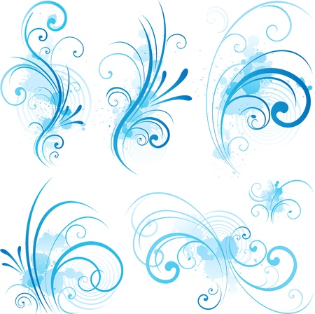 blue swirling flourishesのイラスト素材