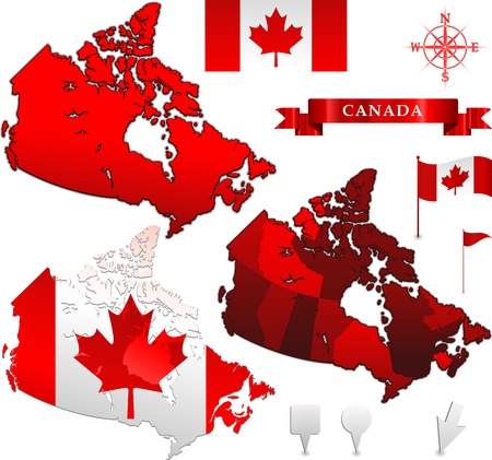 Canada map and flagのイラスト素材