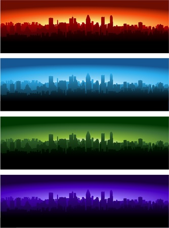 Cityscape at different time of the dayのイラスト素材