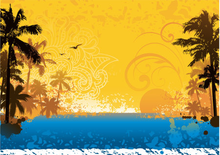 Grunge summer sunsetのイラスト素材