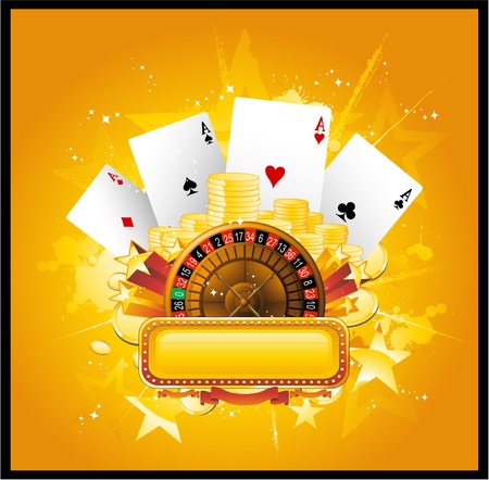 Casino poker neon signのイラスト素材