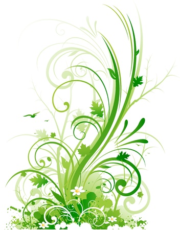 Spring swirls floral ornamentのイラスト素材
