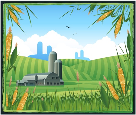 farm harvest backgroundのイラスト素材