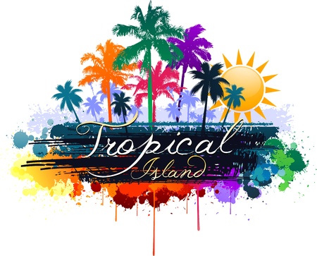 colorful tropical summer designのイラスト素材