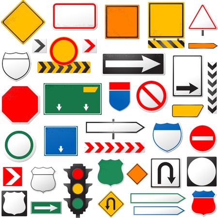 various road signs isolated on a white backgroundのイラスト素材