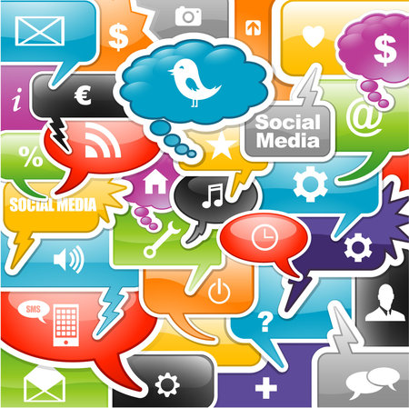 social media icons bubble for intelligent phoneのイラスト素材