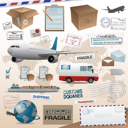 Distribution and shipping elementsのイラスト素材