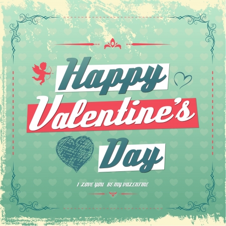 Retro vintage Valentine's day greeting card design のイラスト素材