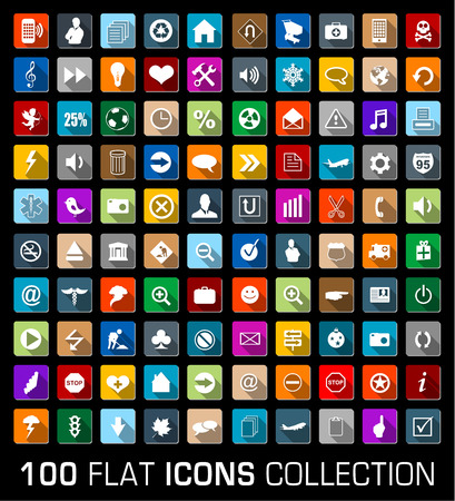 Colorful Set of 100 universal flat modern iconsのイラスト素材
