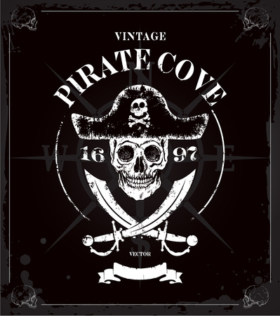 Vintage pirates skull frame backgroundのイラスト素材