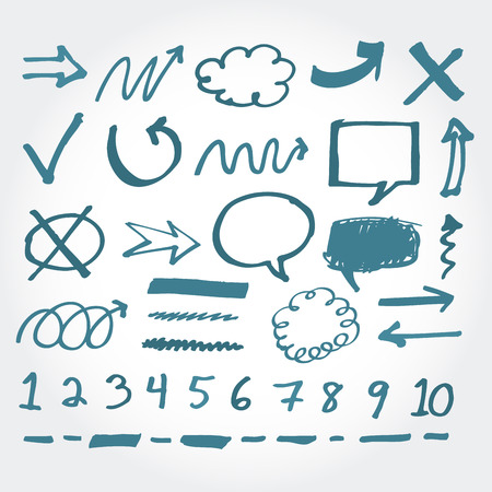 Collection of hand drawn highlighter elements のイラスト素材