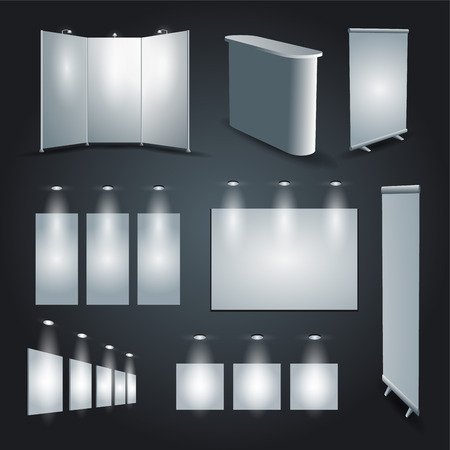 Blank white expo stand advertising bannersのイラスト素材