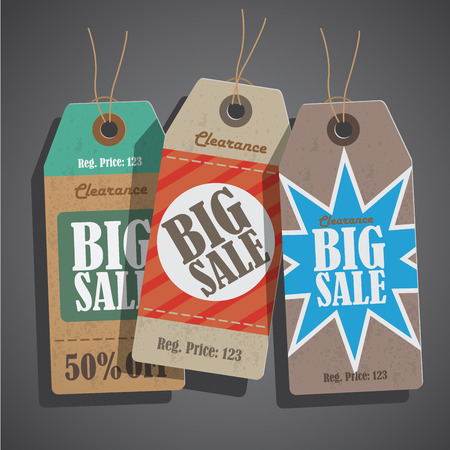 Vector Sale tags 3D set vintageのイラスト素材