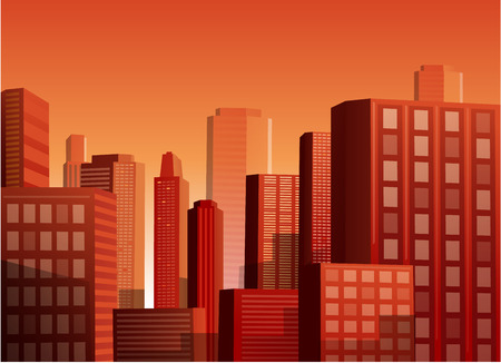 Cityscape at sunset vector illustration backgroundのイラスト素材