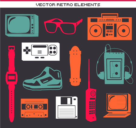 Retro 80 vintage elements set collectionのイラスト素材