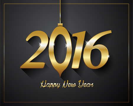 2016  Happy New Year golden letters Flyers, covers, posters and pages on black backgroundのイラスト素材