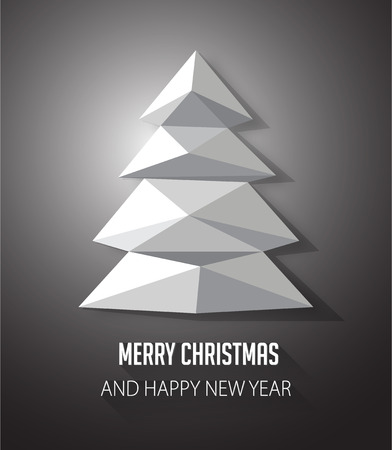 Christmas tree isolated on a black backgrounds, vector illustration geometrical abstract triangleのイラスト素材