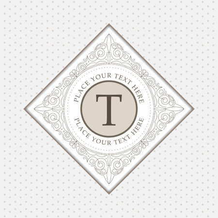 Monogram logo template with flourishes calligraphic elegant ornament elements backgroundのイラスト素材