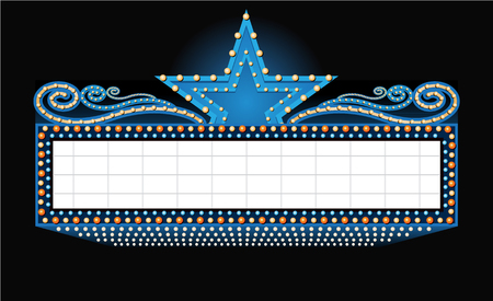 theater sign banner with place for text isolated on blackのイラスト素材