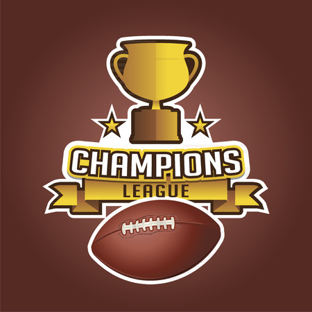 American football cup trophy and ball ribbonsのイラスト素材
