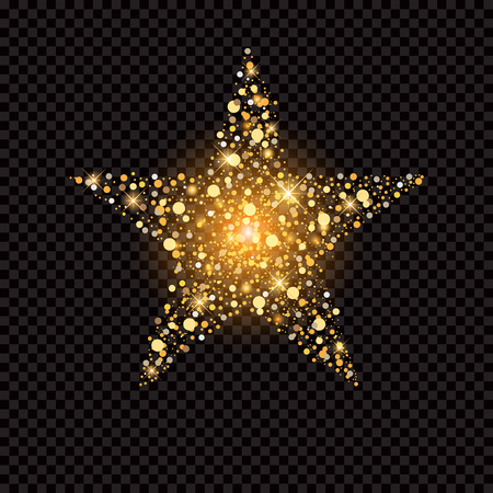 golden star with sparkles isolated on blackのイラスト素材