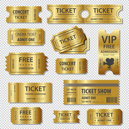 Set of golden tickets and coupons templatesのイラスト素材