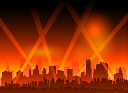 Red carpet with Hollywood sign on backgroundのイラスト素材