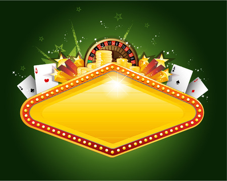 Golden vector casino vegas sign backgroundのイラスト素材