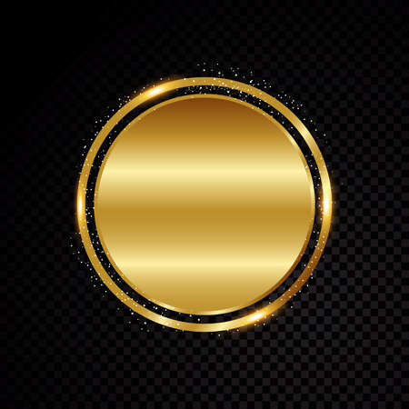 Vector circle frame. Shining banner. Isolated on black transparent background Vector illustrationのイラスト素材