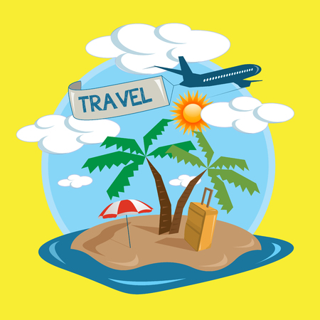 Vector travel tropical island designのイラスト素材